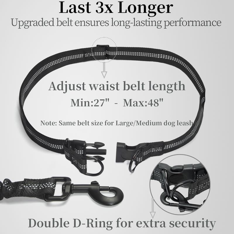 Iyoshop Hands Free Dog Leash with Zipper Pouch, Dual Padded Handles and Durable Bungee for Walking, Jogging and Running Your Dog