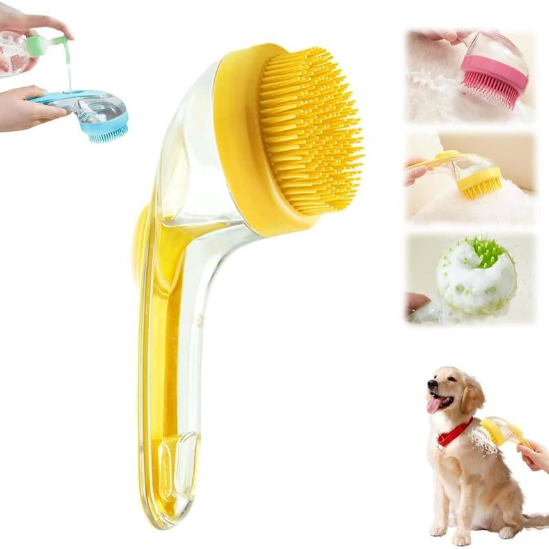 Pet Bath Brush 2 in 1 Dog Bath Brush with Built-In Shampoo Dispenser Multi-Functional Dog Bath Brush for Long & Short Haired Dogs Cats Shower