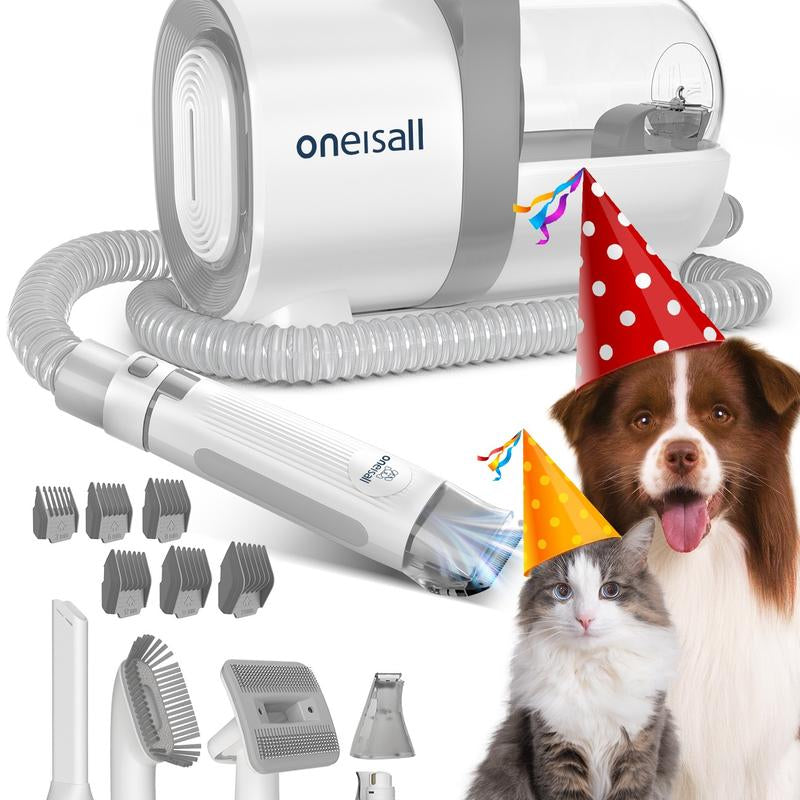 Oneisall Pet Vacuum, Dog Brush for Shedding, 6-In-1 Pet Grooming Vacuum Kit, Low Noise Dog Vacuum Springtok