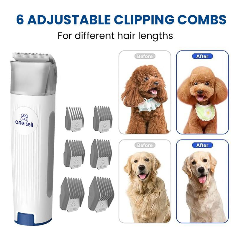 Oneisall Pet Vacuum, Dog Brush for Shedding, 6-In-1 Pet Grooming Vacuum Kit, Low Noise Dog Vacuum Springtok