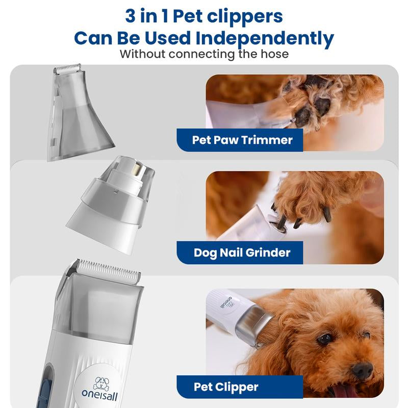 Oneisall Pet Vacuum, Dog Brush for Shedding, 6-In-1 Pet Grooming Vacuum Kit, Low Noise Dog Vacuum Springtok