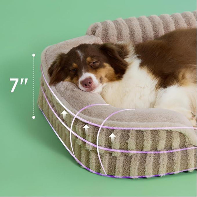LESURE High Back Sofa, Cute Dog Bed, Orthopedic Waterproof Pet Beds with Sides, Non-Slip Bottom and Egg-Crate Foam Pet Couch Sofa with Washable Removable Cover
