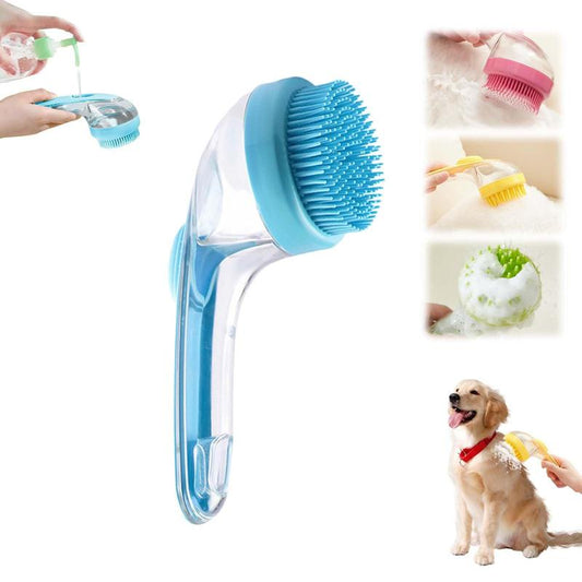 Pet Bath Brush 2 in 1 Dog Bath Brush with Built-In Shampoo Dispenser Multi-Functional Dog Bath Brush for Long & Short Haired Dogs Cats Shower