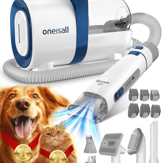 Oneisall Pet Vacuum, Dog Brush for Shedding, 6-In-1 Pet Grooming Vacuum Kit, Low Noise Dog Vacuum Springtok