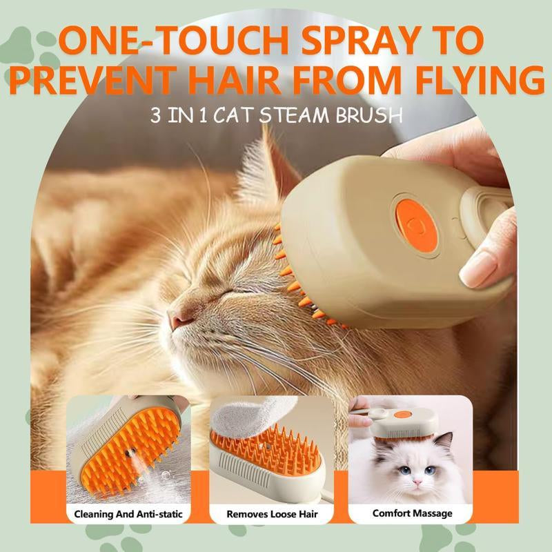 Dogs Steam Brush for Cats Remove Flying Fur,3-In-1 Counts Set Steamy Cat Brush Grooming,Steam Advanced Pet Hair Removal Comb Pet Pal Brush,Steam Pet Brush for Pet Hair Comb For,Pet Steam Brush,Cat Dog Hair Remover, Adjustable Pet Hair Remover,Pet Steamy .