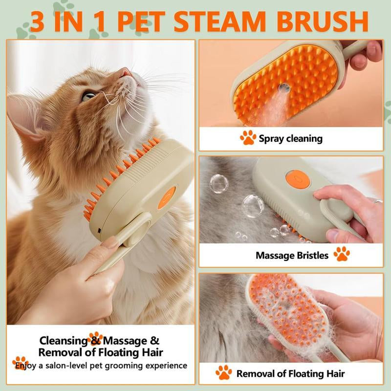 Dogs Steam Brush for Cats Remove Flying Fur,3-In-1 Counts Set Steamy Cat Brush Grooming,Steam Advanced Pet Hair Removal Comb Pet Pal Brush,Steam Pet Brush for Pet Hair Comb For,Pet Steam Brush,Cat Dog Hair Remover, Adjustable Pet Hair Remover,Pet Steamy .