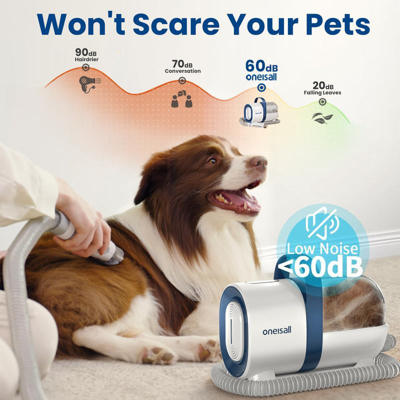 Oneisall Pet Vacuum, Dog Brush for Shedding, 6-In-1 Pet Grooming Vacuum Kit, Low Noise Dog Vacuum Springtok
