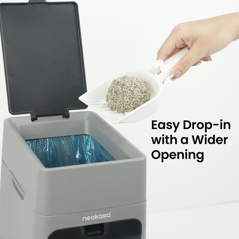 Neakasa Pooguard Waste Disposal Receptacles, 9.2L Trash Can for Cat Litter, Dog Waste & Diapers, with Viewing Window, Wider Opening, and 4-Month Refill (Gray)