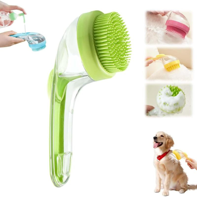 Pet Bath Brush 2 in 1 Dog Bath Brush with Built-In Shampoo Dispenser Multi-Functional Dog Bath Brush for Long & Short Haired Dogs Cats Shower