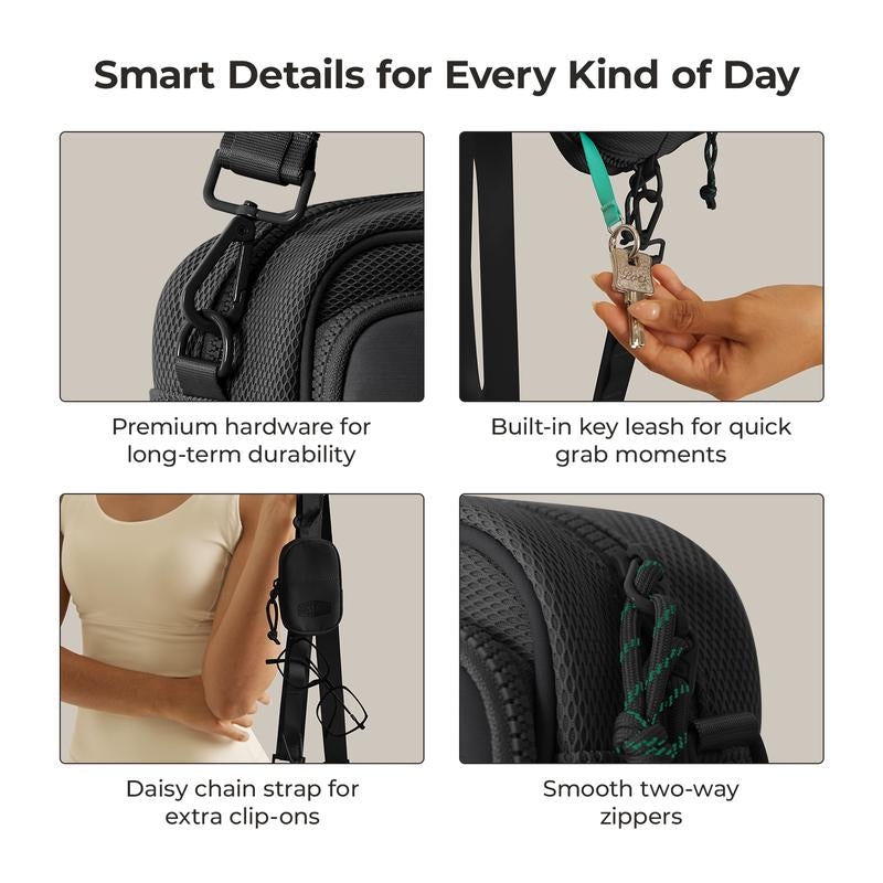 【New In】Bagsmart REIKI 2.2L Compact RFID Crossbody Bag with Detachable Mini Case & Key Leash Machine Washable for Workouts and City Walks Fallfreshness