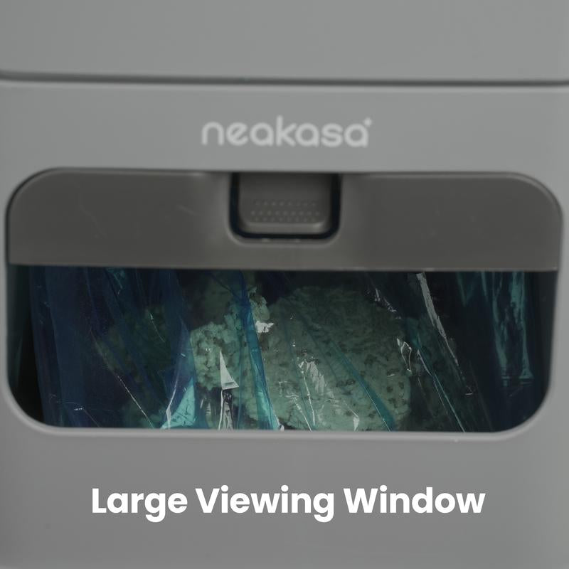 Neakasa Pooguard Waste Disposal Receptacles, 9.2L Trash Can for Cat Litter, Dog Waste & Diapers, with Viewing Window, Wider Opening, and 4-Month Refill (Gray)