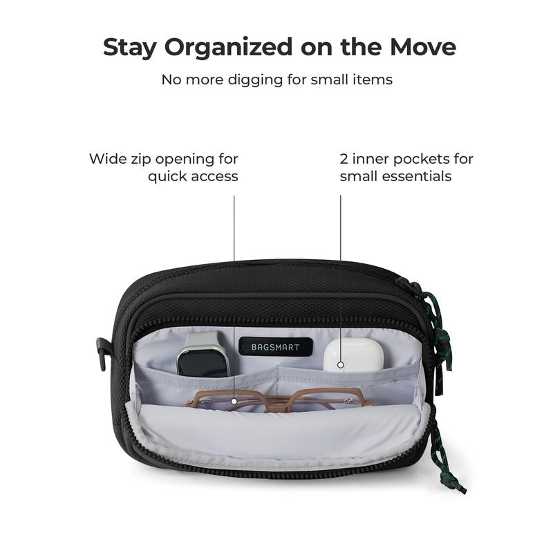 【New In】Bagsmart REIKI 2.2L Compact RFID Crossbody Bag with Detachable Mini Case & Key Leash Machine Washable for Workouts and City Walks Fallfreshness